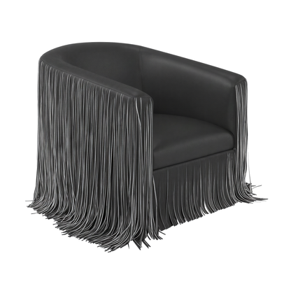 Shag Me Performance Vegan Leather Swivel Accent Chair - Black and White - Image 1