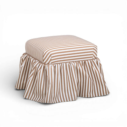 Gertrude Performance Linen Skirted Ottoman - Brown - Image 1