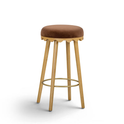 Oodle Bronze Performance Vegan Mohair Natural Bar Stool - Image 1