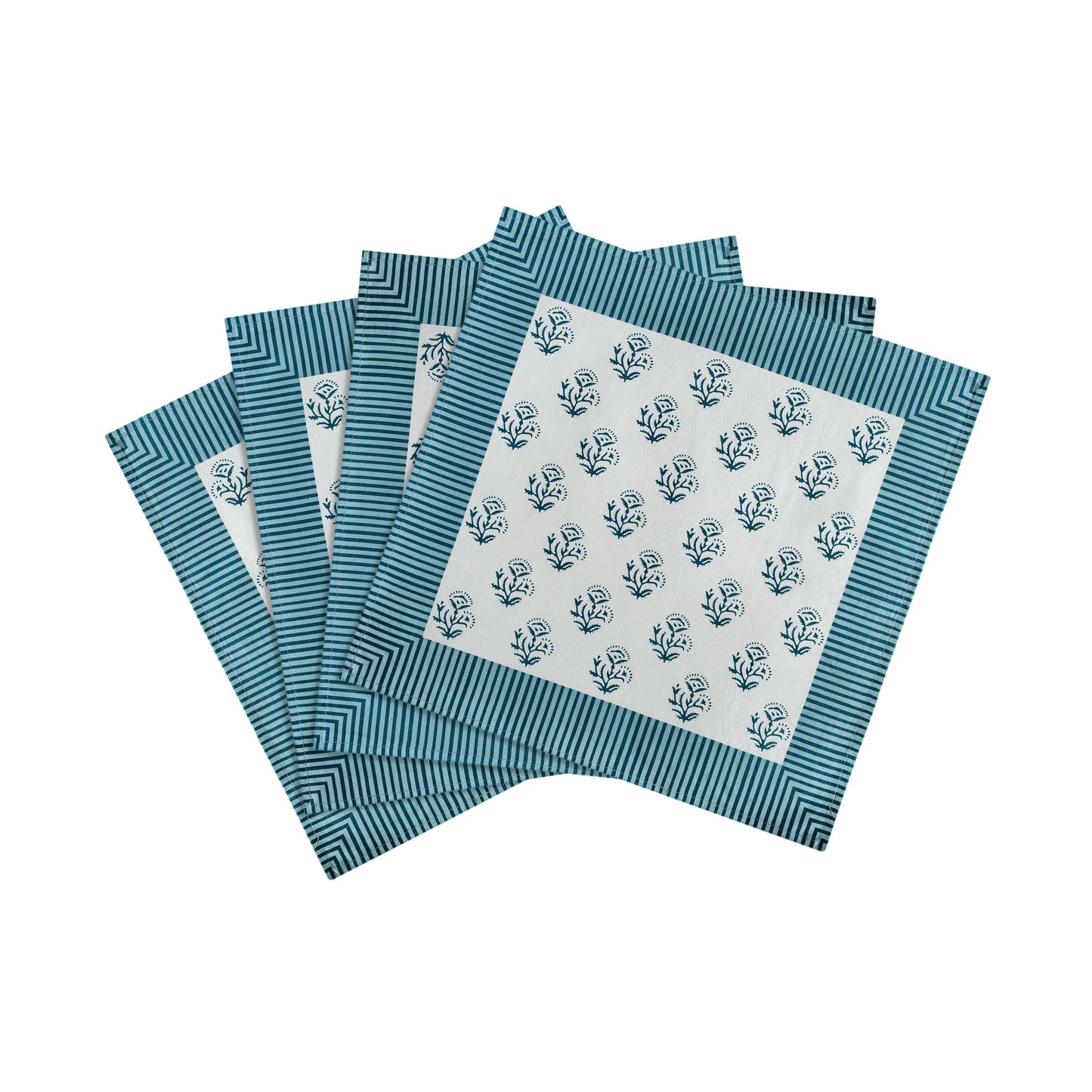 Crissy Cotton Canvas Printed Napkins - Set of 4 - Blue Vintage Floral - Image 5