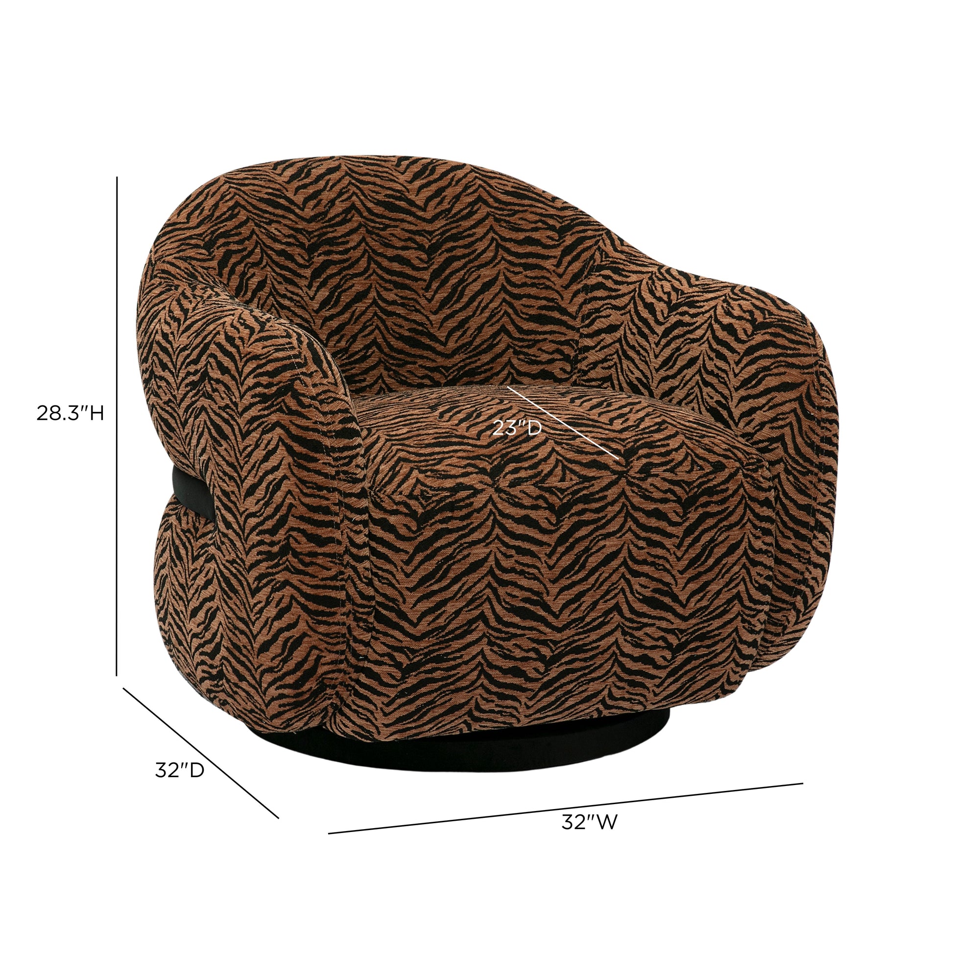 Salma Swivel Chair - Animal Print - Image 6