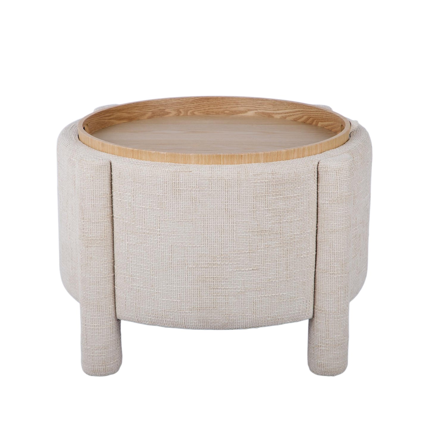 Bellamy Railroad Chenille Storage Stool With Reversible Tray Top - Cream - Image 2