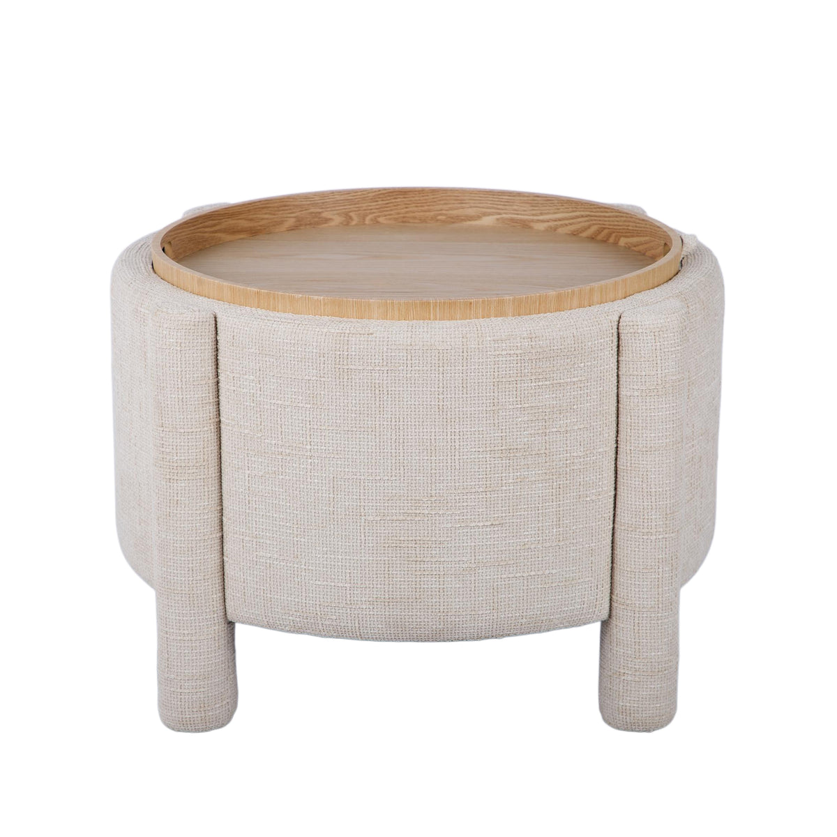 Bellamy Railroad Chenille Storage Stool With Reversible Tray Top - Cream - Image 2