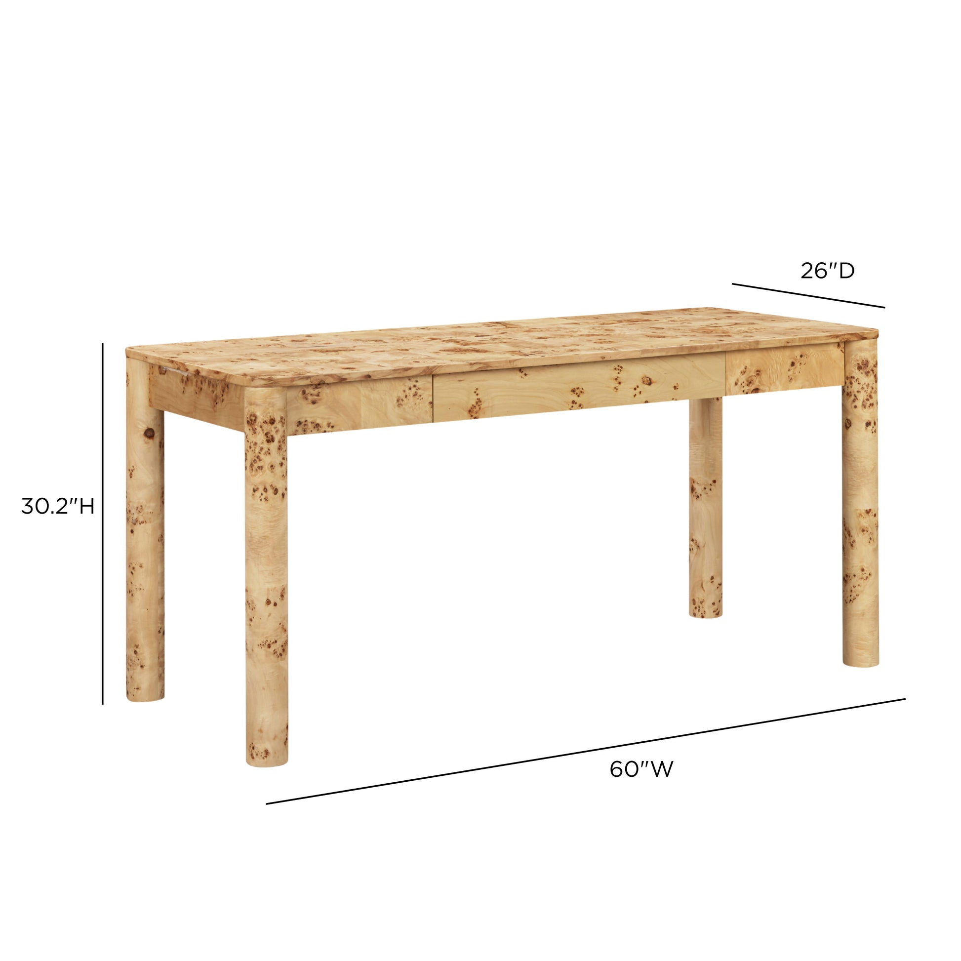 Berri 60" Natural Burl 3-Drawer Work Desk - Image 8