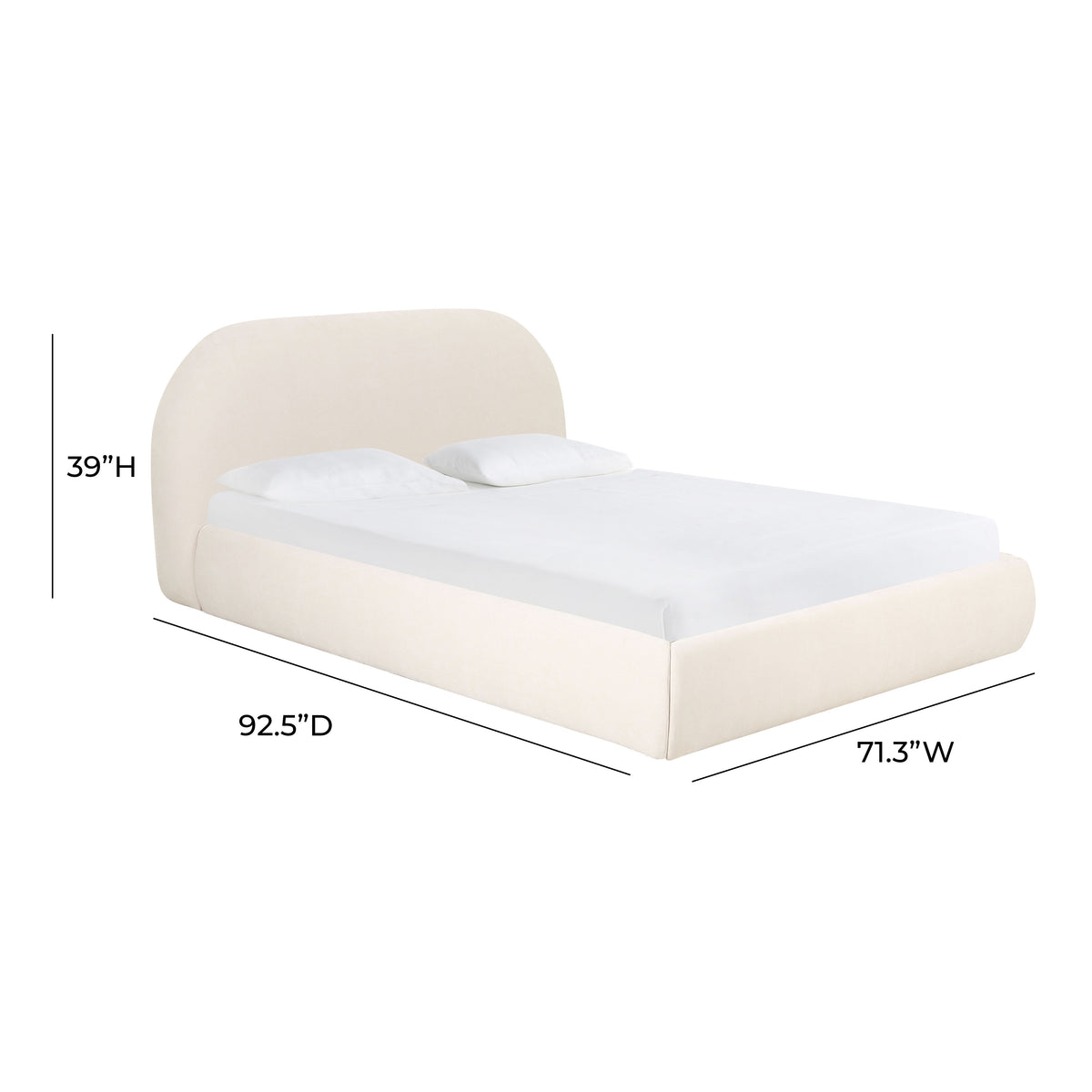 Bara Performance Velvet Bed - Cream / Queen - Image 7