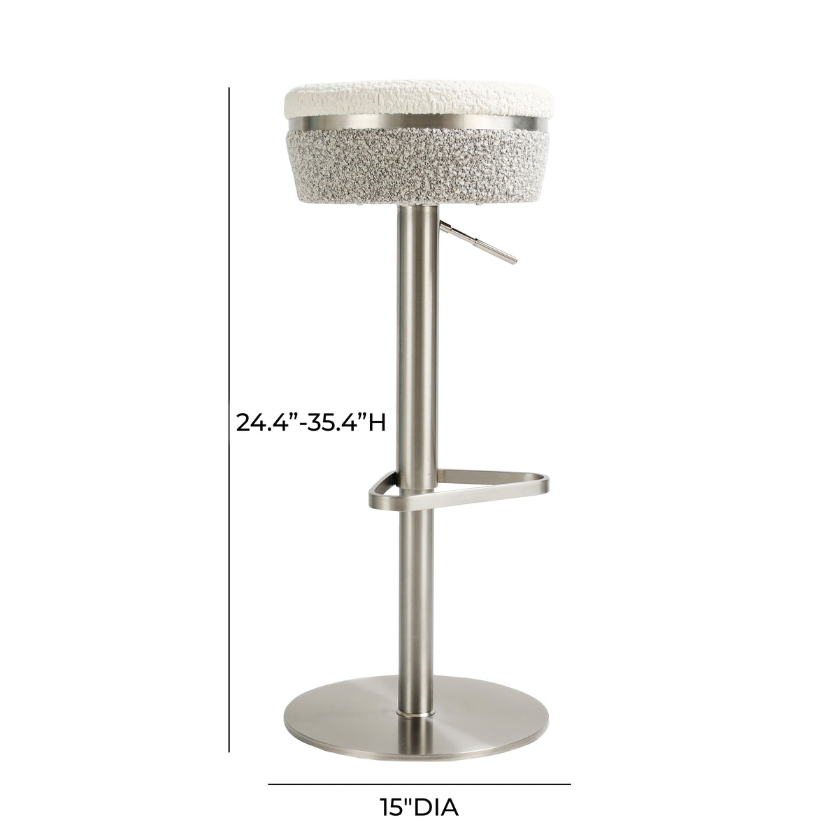 Astro Performance Vegan Leather Adjustable Stool - White/Grey - Image 7