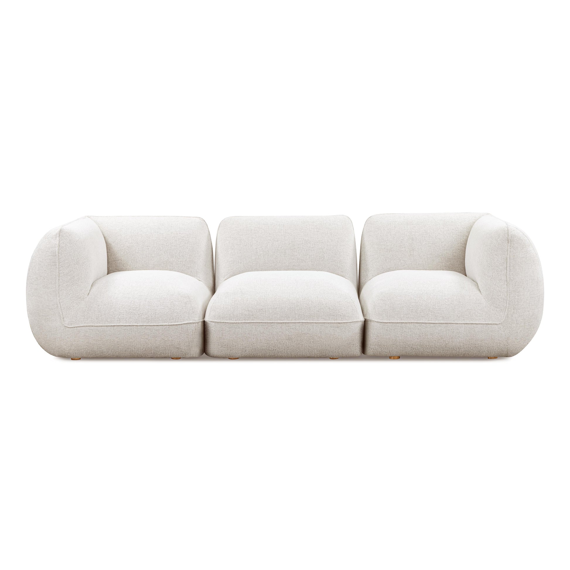 Arezza 115" Stone White Contract-Grade Basketweave Chenille Modular Sofa - Image 1