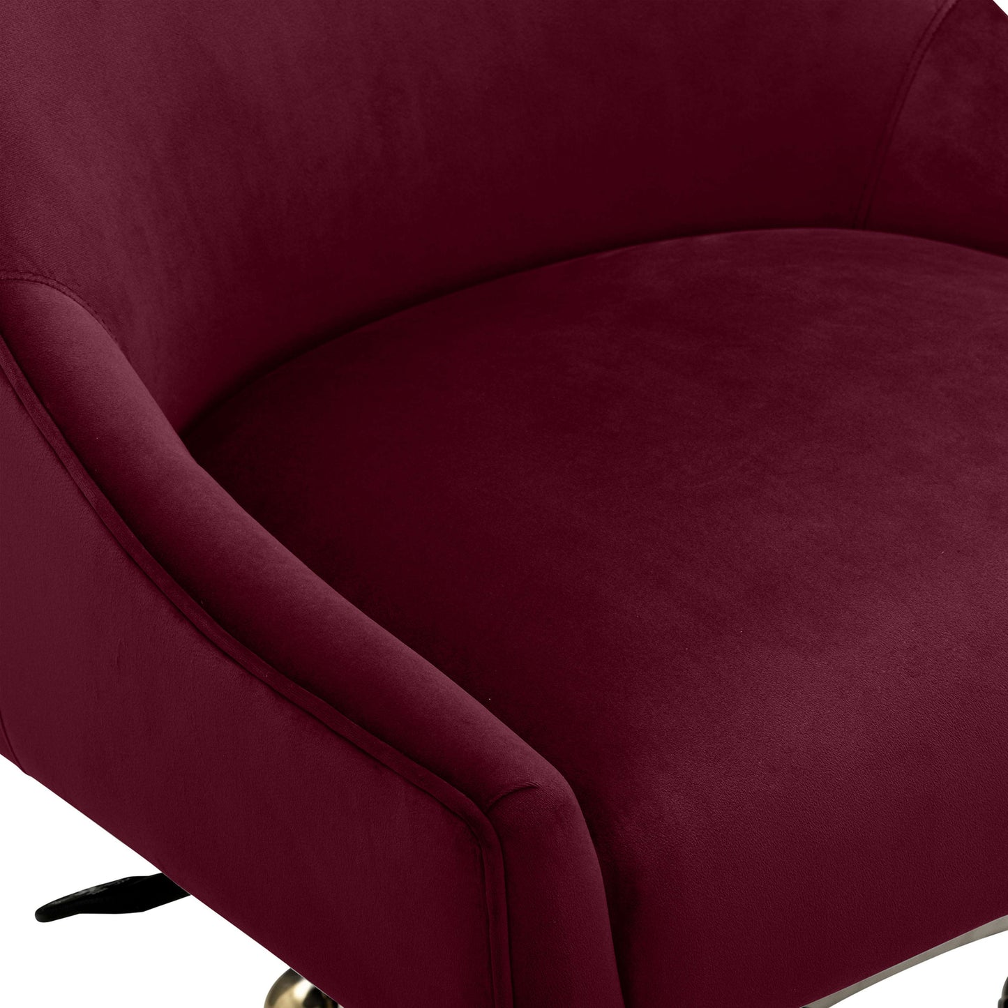 Beatrix Performance Velvet Office Swivel Chair - Burgundy - Image 5