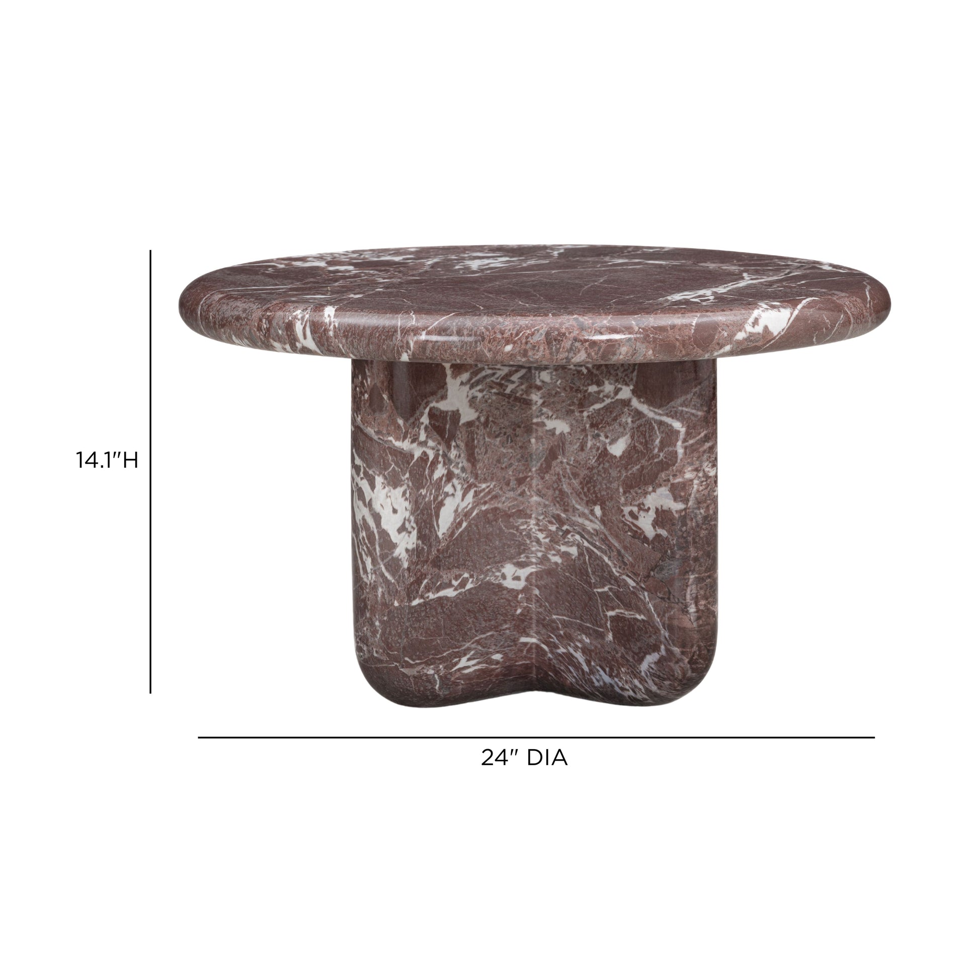 Juju Faux Marble Indoor/Outdoor Round Coffee Table (24"-32") - Red Levanto / 24" - Image 6