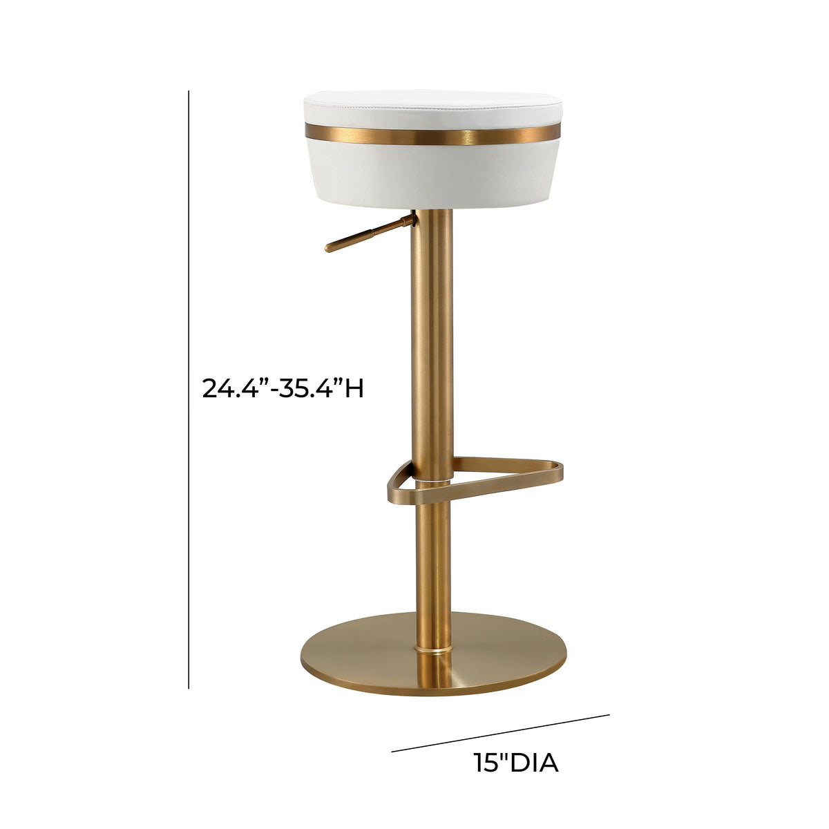 Astro Performance Vegan Leather Adjustable Stool - White - Image 9