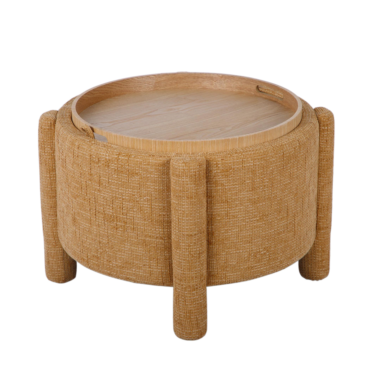 Bellamy Railroad Chenille Storage Stool With Reversible Tray Top - Curry - Image 4