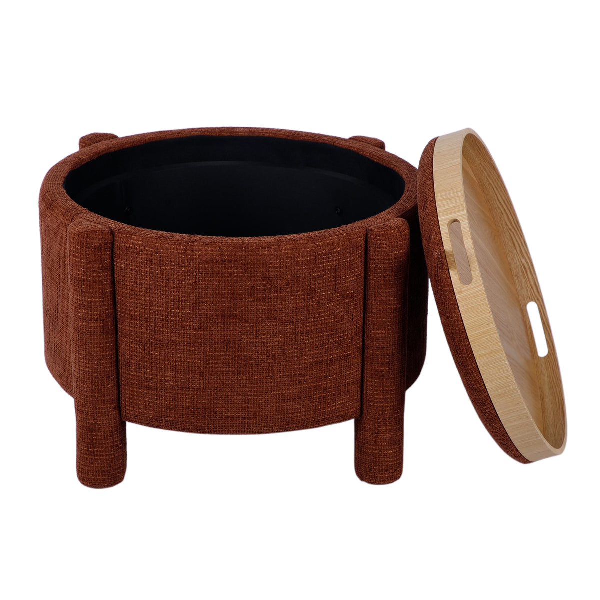 Bellamy Railroad Chenille Storage Stool With Reversible Tray Top - Brown - Image 6