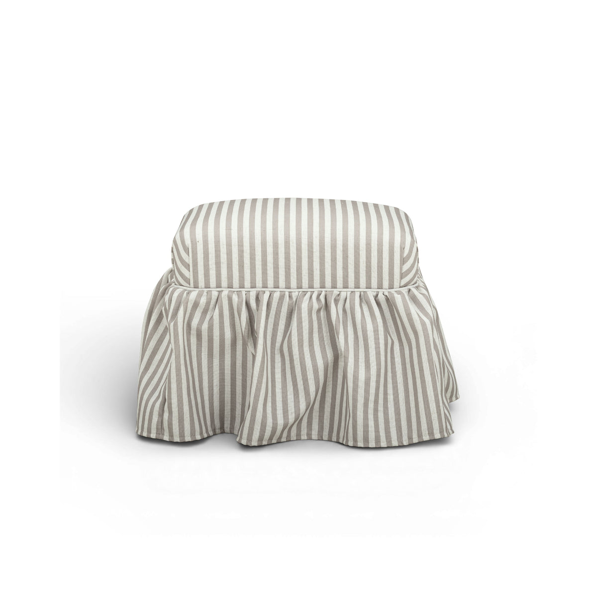 Gertrude Performance Linen Skirted Ottoman - Khaki - Image 3