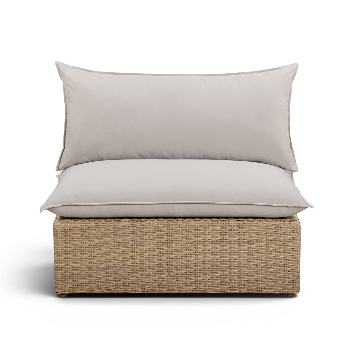 Cali Performance Fabric & Wicker Outdoor Armless Chair - Grey / Brown - Image 1