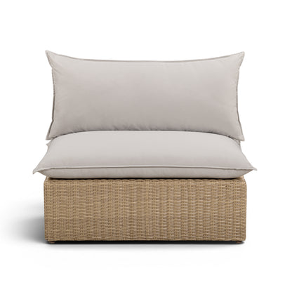 Cali Performance Fabric & Wicker Outdoor Armless Chair - Grey / Brown - Image 1