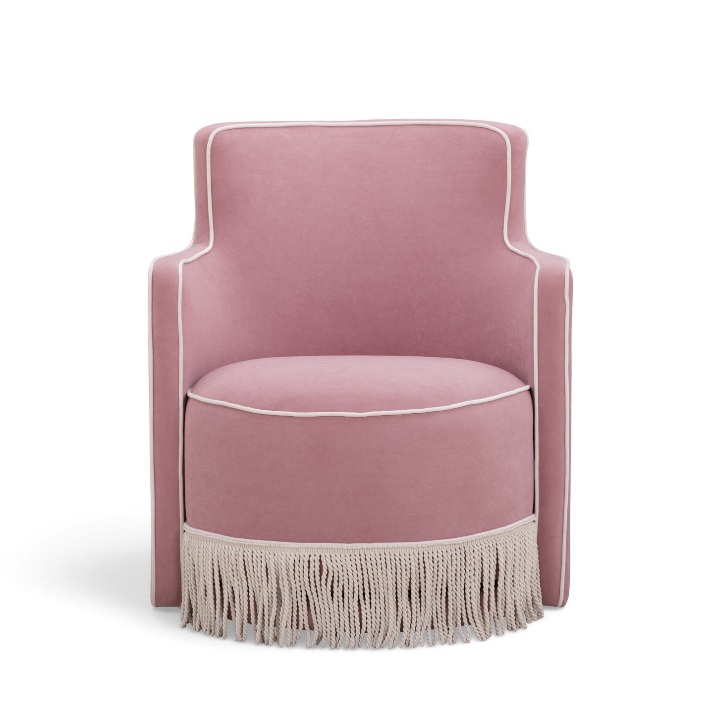 Passe Tasseled Velvet Swivel Accent Chair - Pink - Image 2