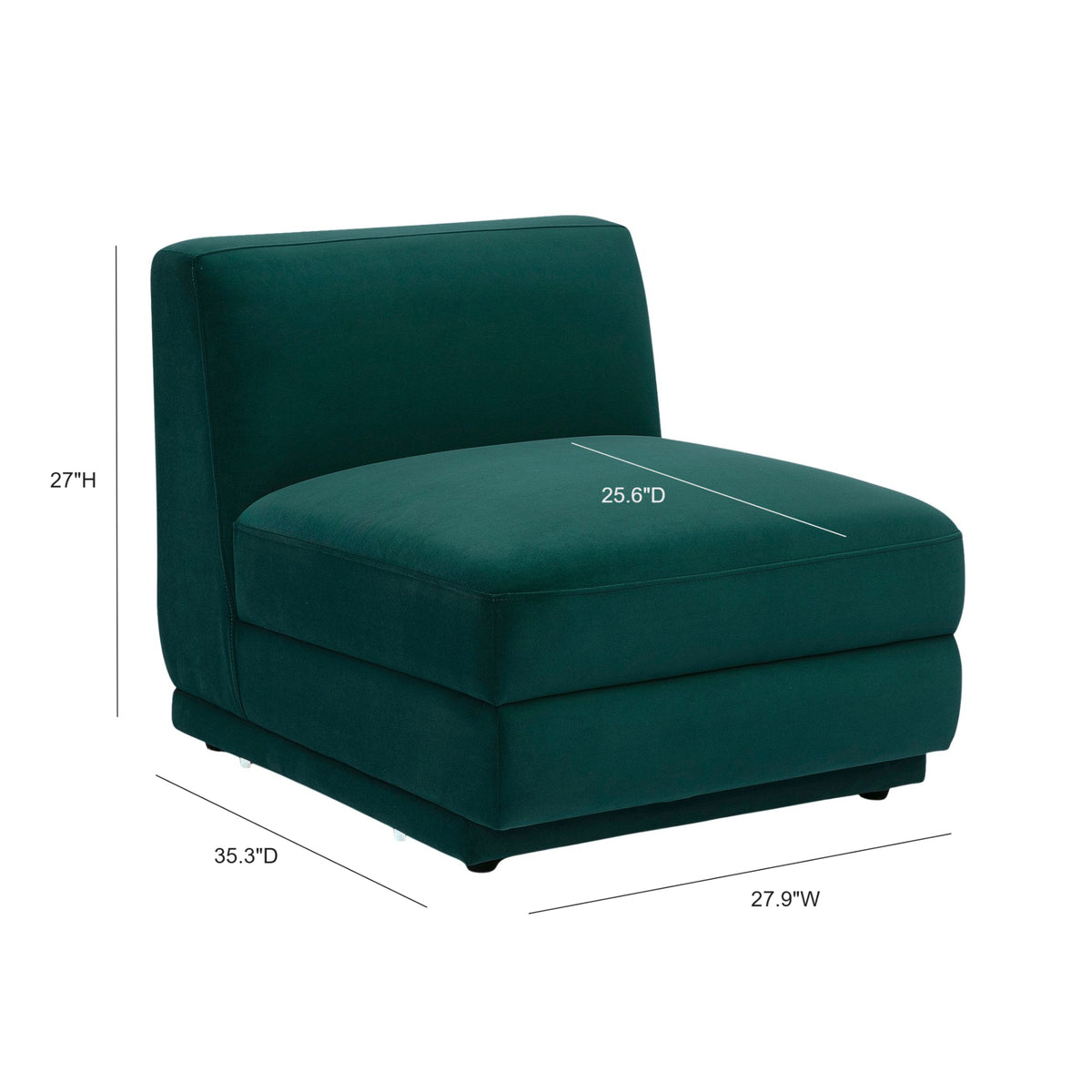 Perry Modular Armless Chair - Deep Green - Image 6