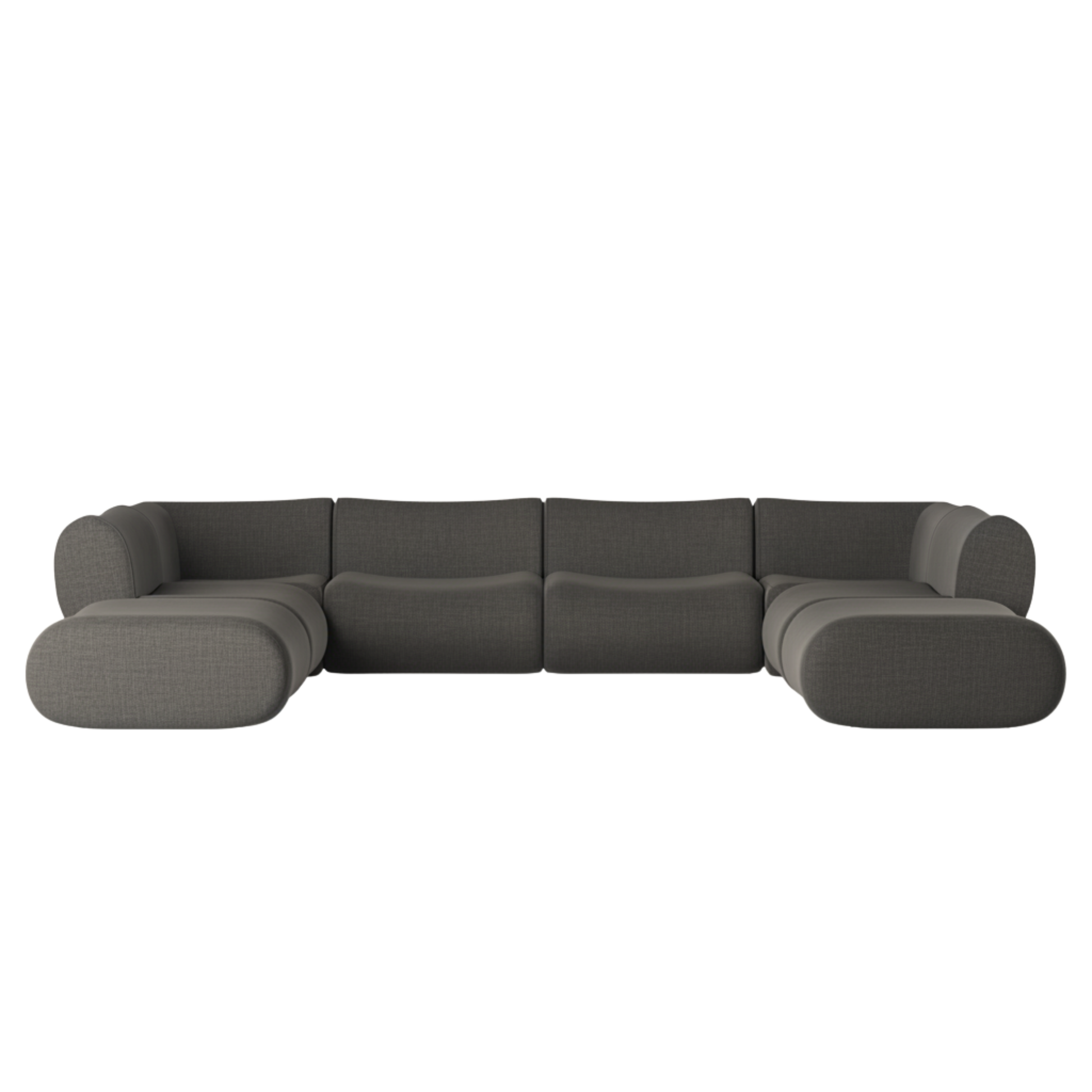 Zenith 8-Piece Contract-Grade Upcycled Fabric Modular U-Sectional - Grey - Image 1