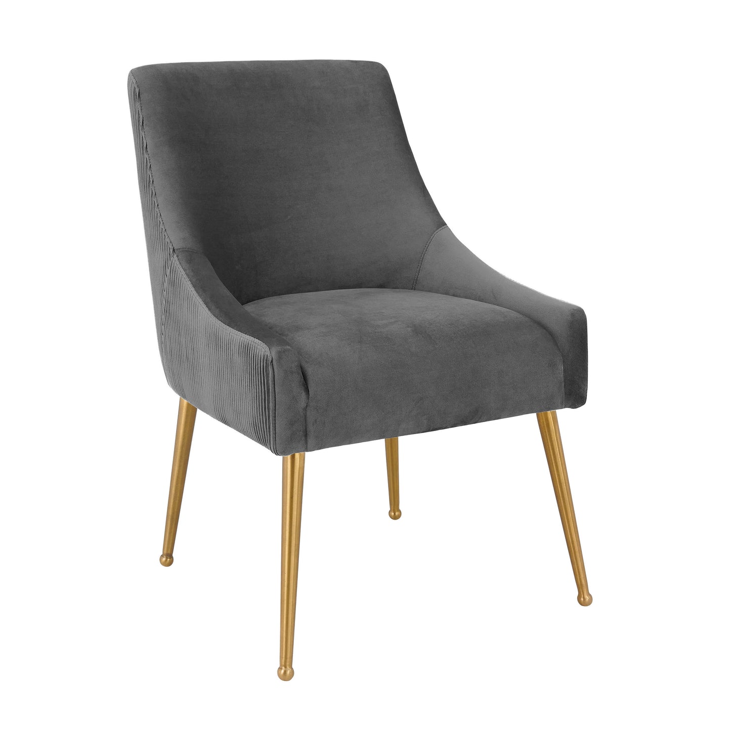Beatrix Pleated Performance Velvet Dining Chair - Grey - Image 1