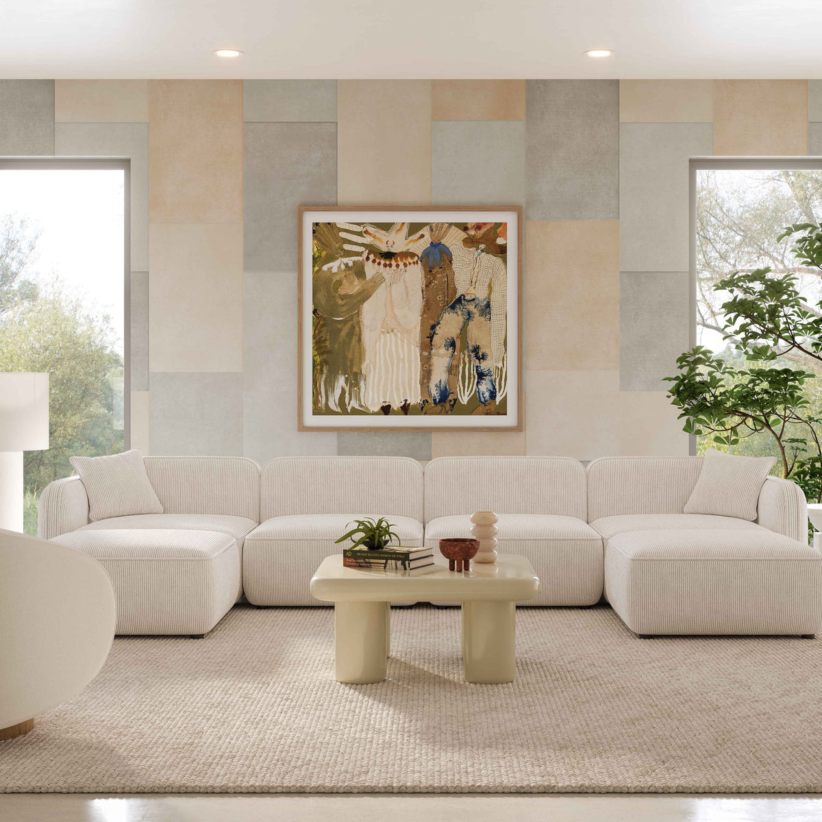 Travie 6-Piece Modular U-Sectional - White Sand - Image 2