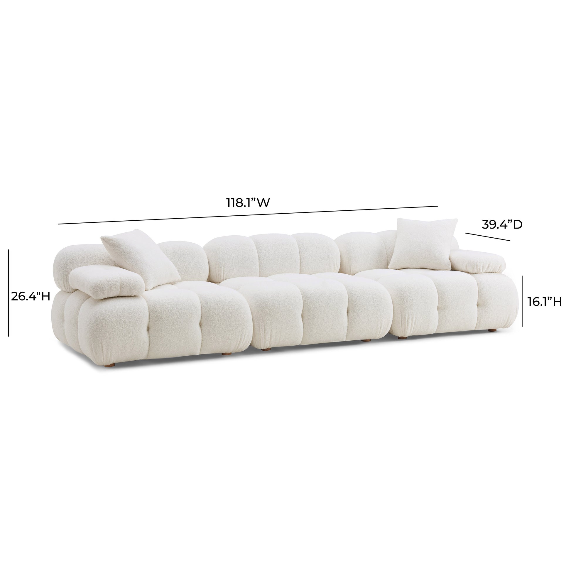 Calliope 118" Performance Modular Sofa - Cream - Image 1