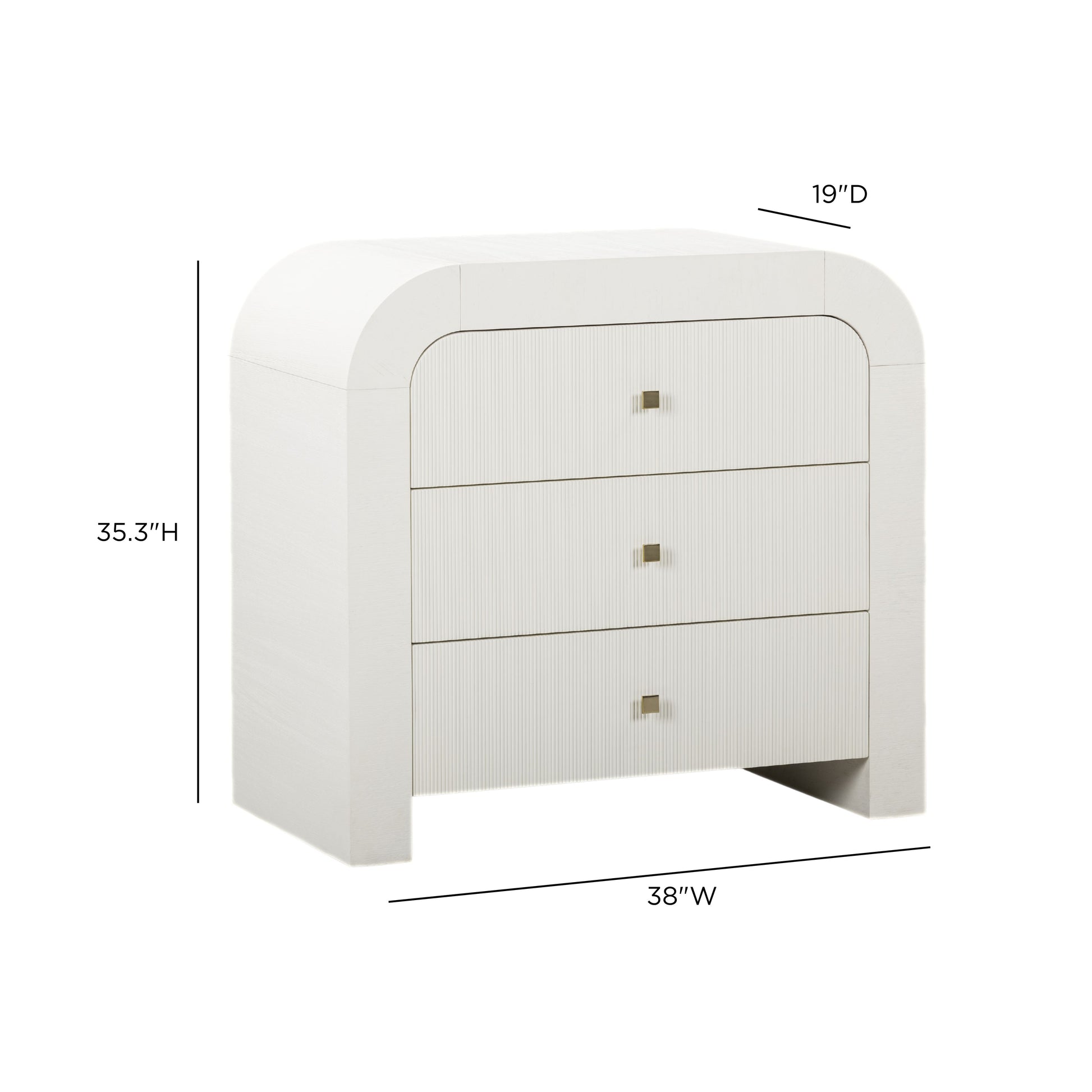 Hump 38" Arched 3-Drawer Bedside Chest - White - Image 7