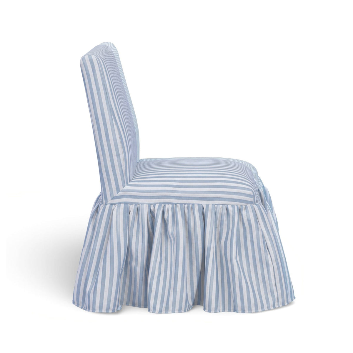 Gertrude Striped Performance Linen Skirted Dining Chair - Blue - Image 4