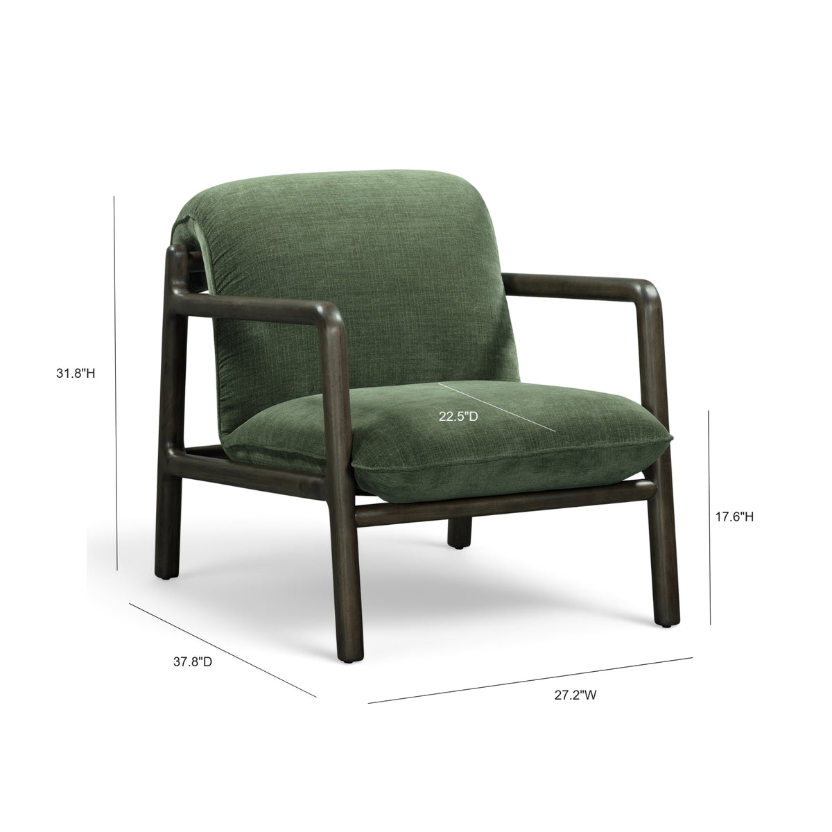 Vivienne Upcycled Performance Velvet Accent Chair - Forest Green - Image 7