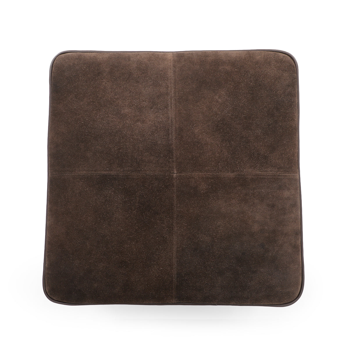 Daphne Square Suede Fringe Ottoman - Chocolate Brown - Image 5
