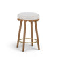 Oodle Cream Performance Vegan Mohair Light Walnut Counter Stool - Image 1