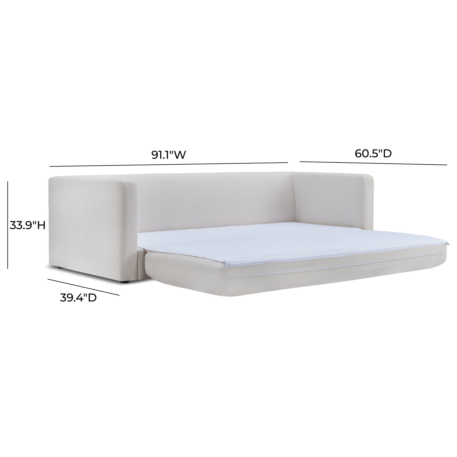 Ryan 91" Sleeper Sofa - Cream - Image 10