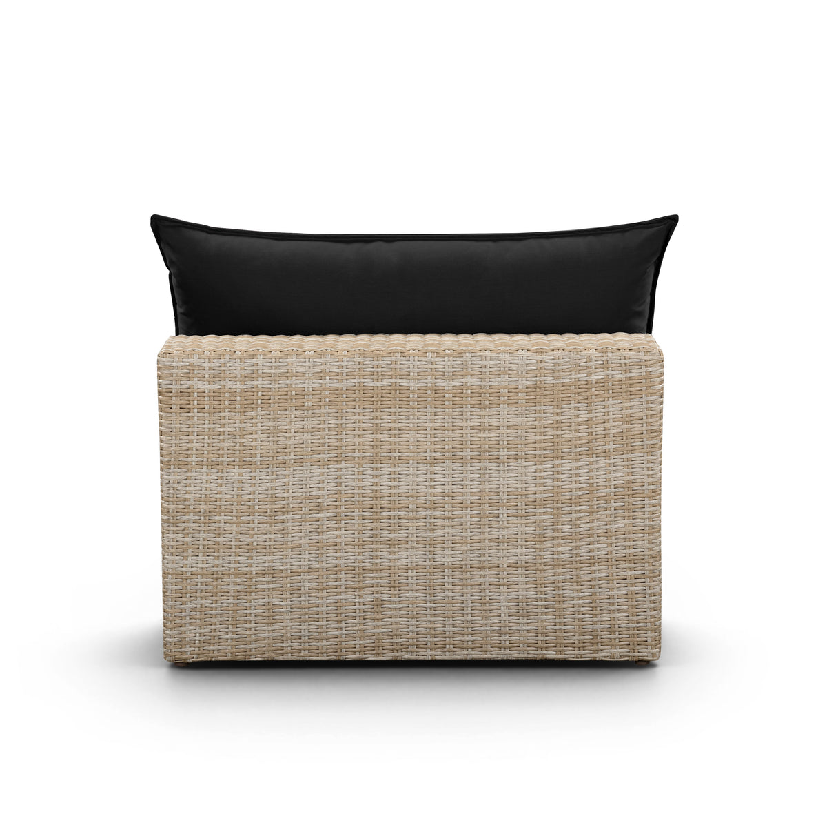 Cali Performance Fabric & Wicker Outdoor Armless Chair - Black / Natural - Image 4