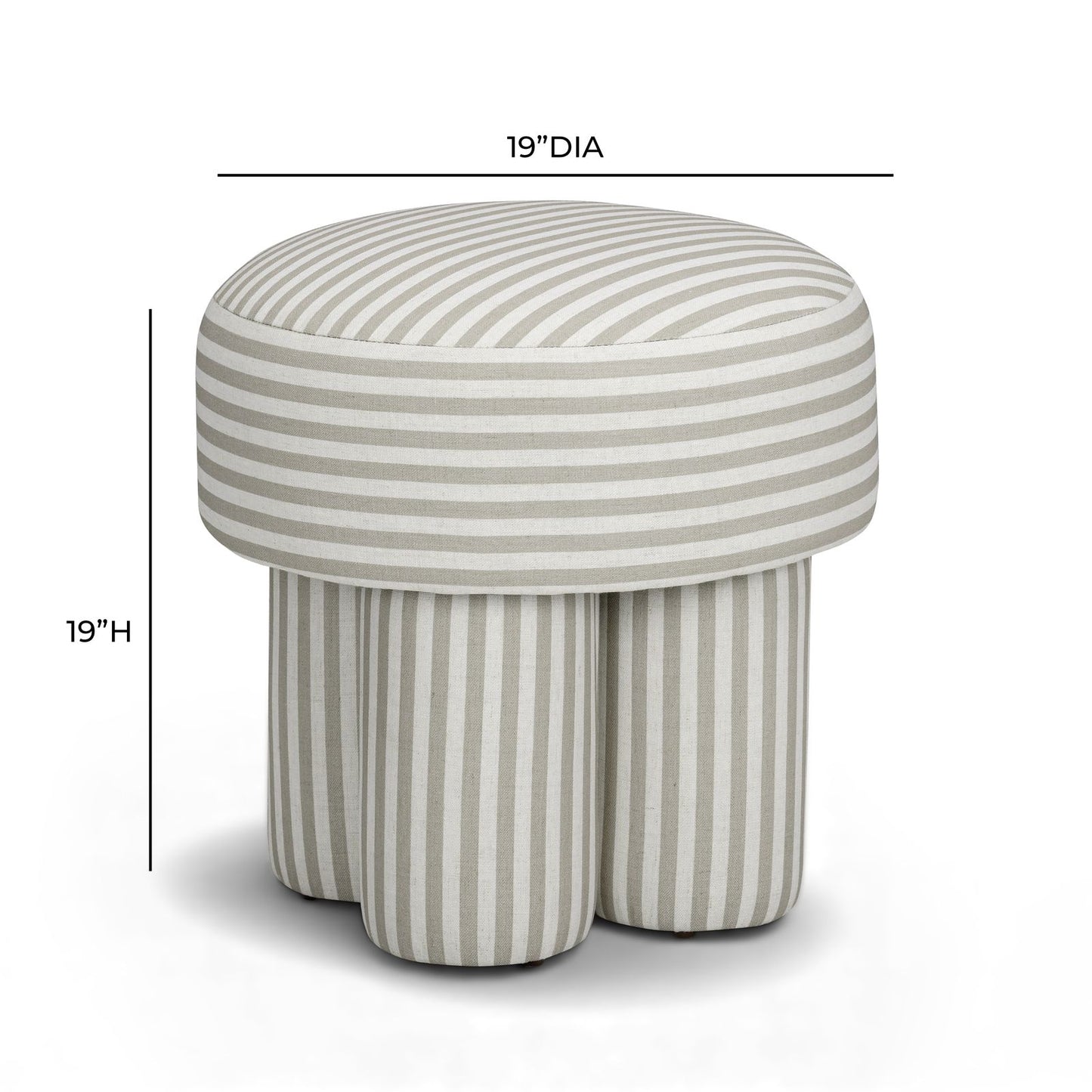 Masha Linen Accent Stool - Khaki Stripes - Image 7