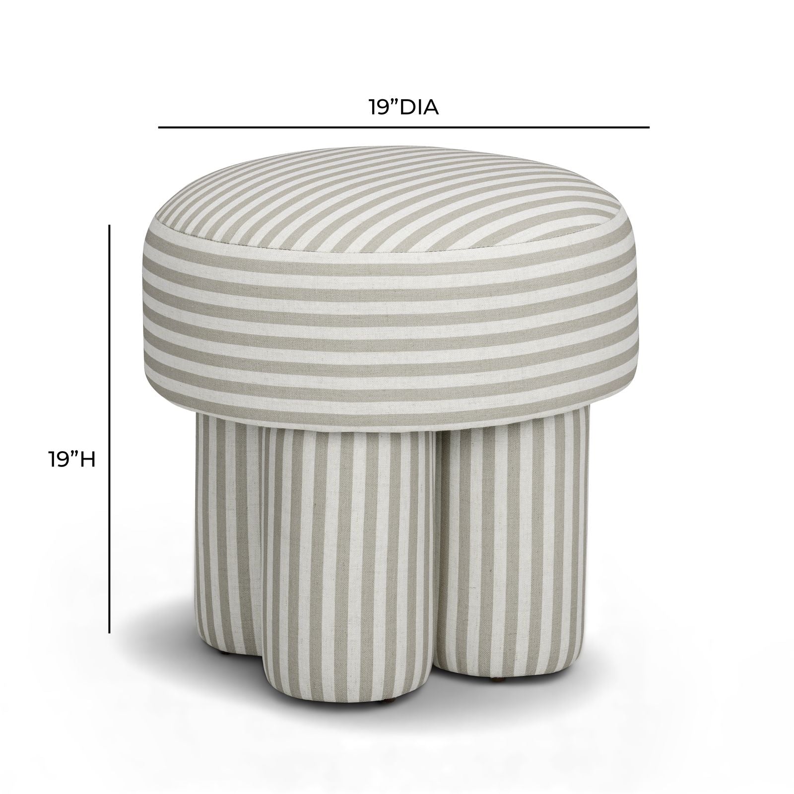Masha Linen Accent Stool - Khaki Stripes - Image 7