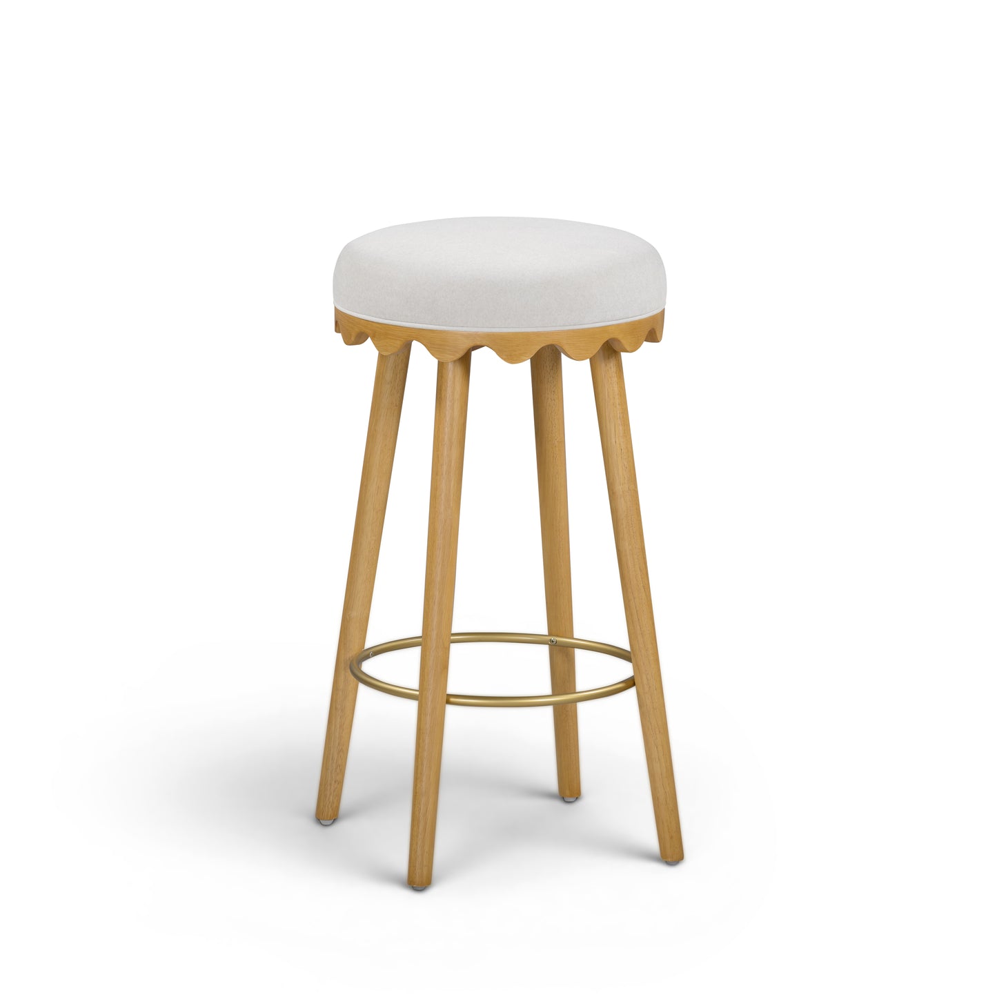 Oodle Cream Performance Vegan Mohair Natural Bar Stool - Image 2