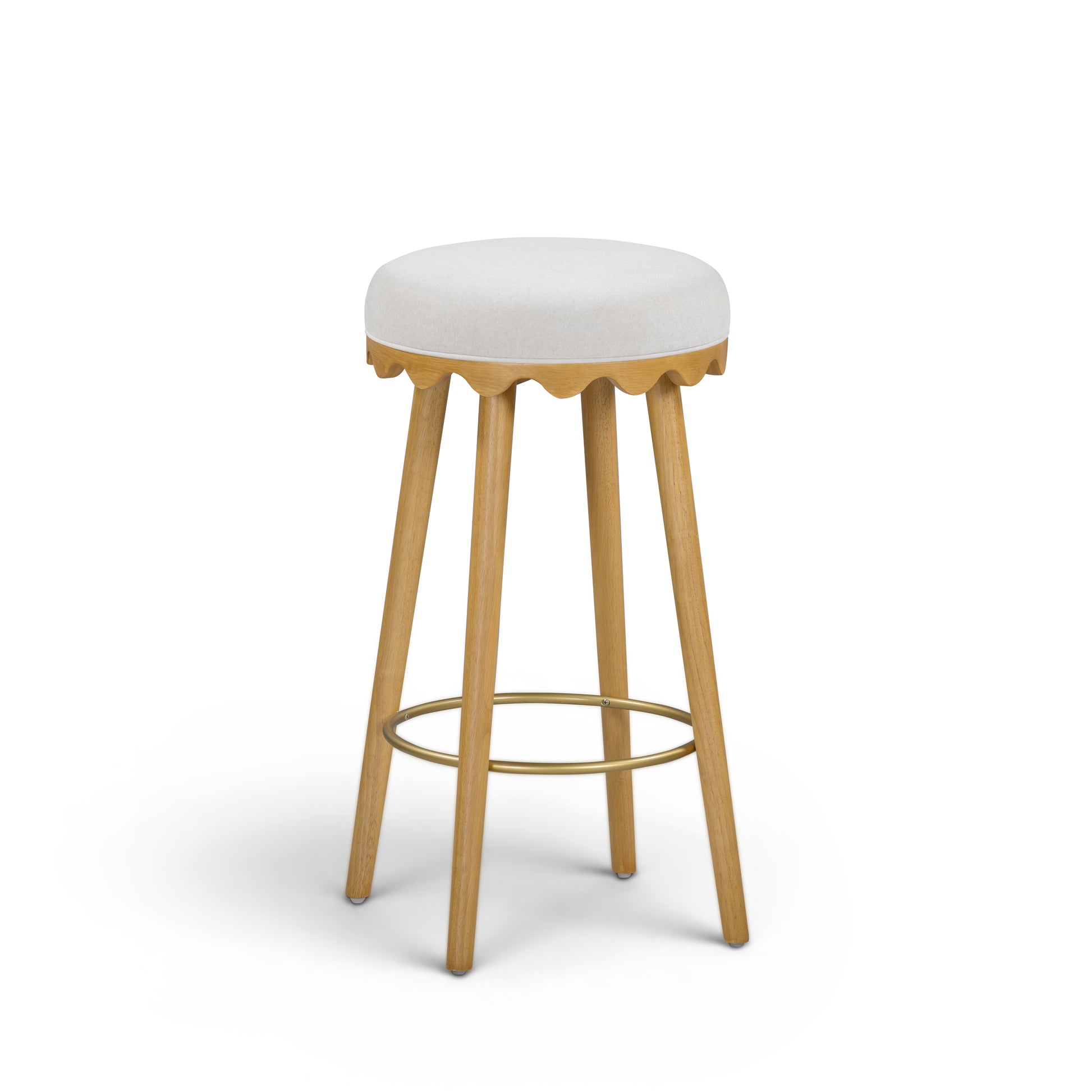 Oodle Cream Performance Vegan Mohair Natural Bar Stool - Image 2