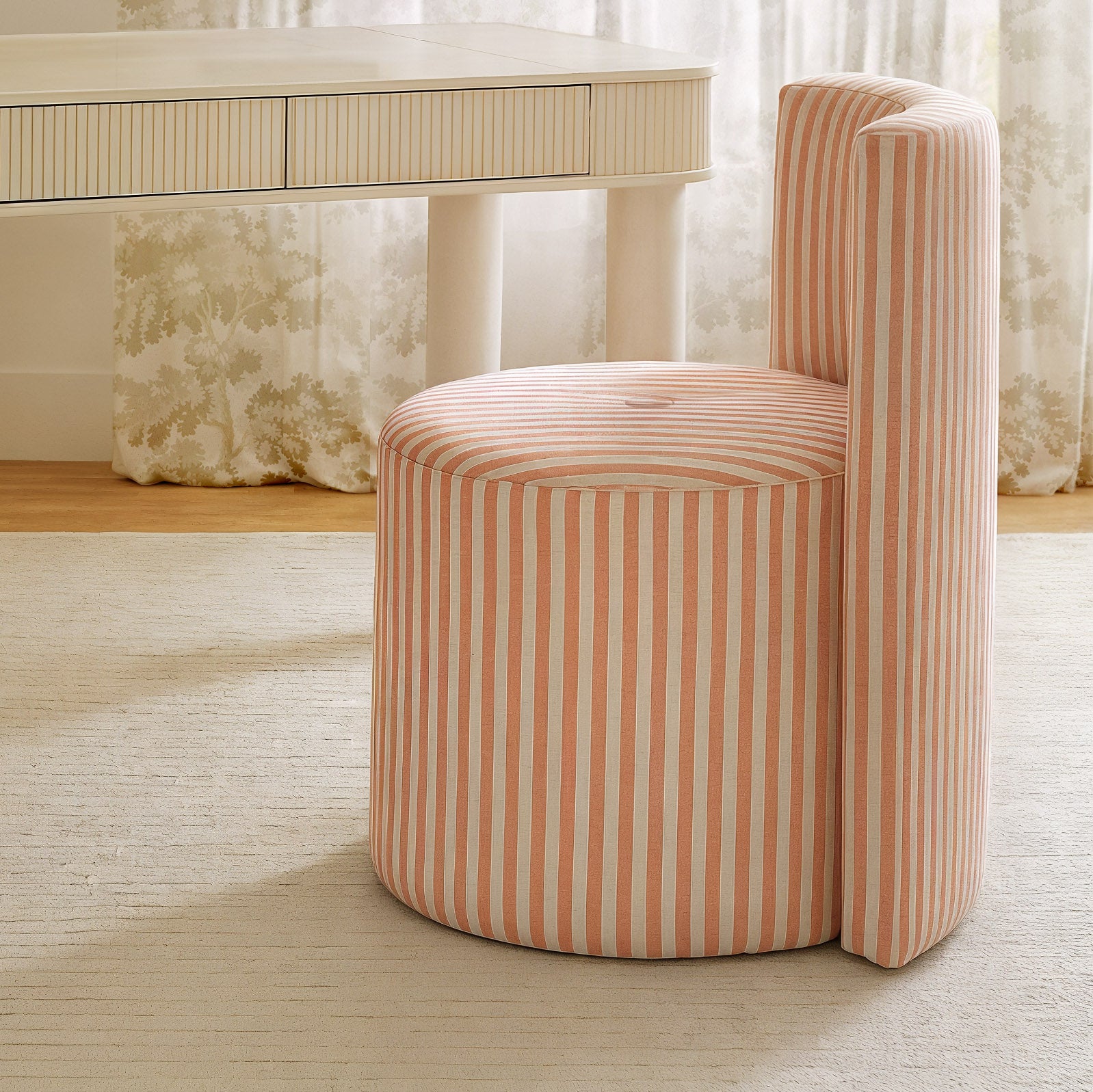 Alyssa Rolling Desk Chair - Pink Stripes - Image 6
