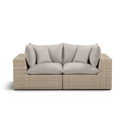 Cali 80" Performance Fabric & Wicker Outdoor Loveseat - Image 1