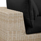 Cali 120" Performance Fabric & Wicker Outdoor Sofa - Black / Natural - Image 3