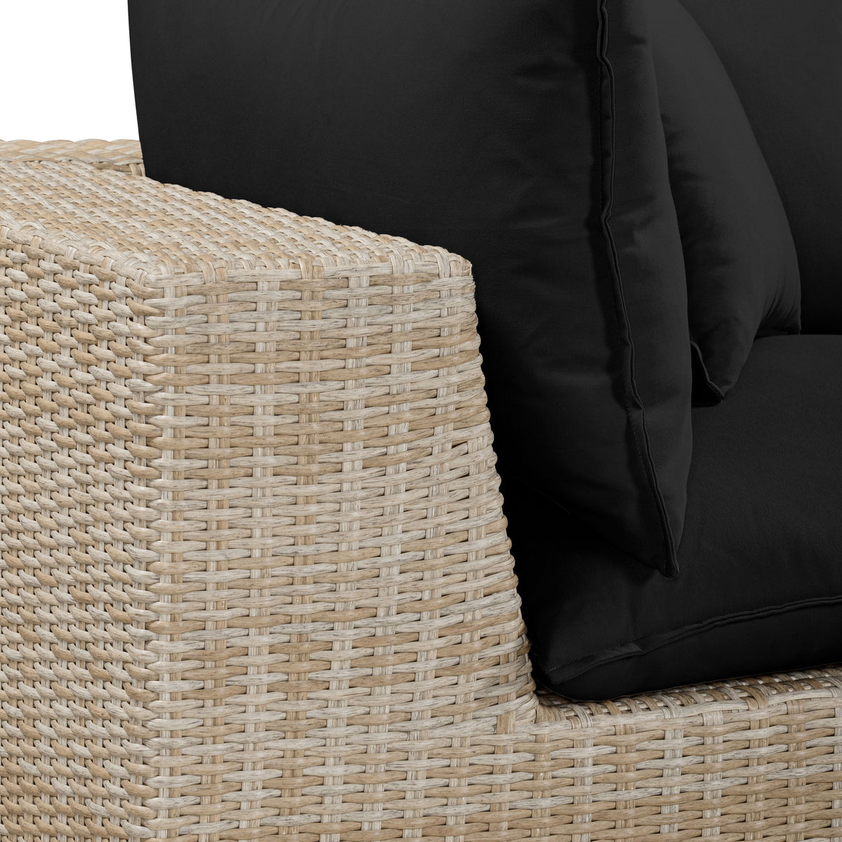 Cali 120" Performance Fabric & Wicker Outdoor Sofa - Black / Natural - Image 3