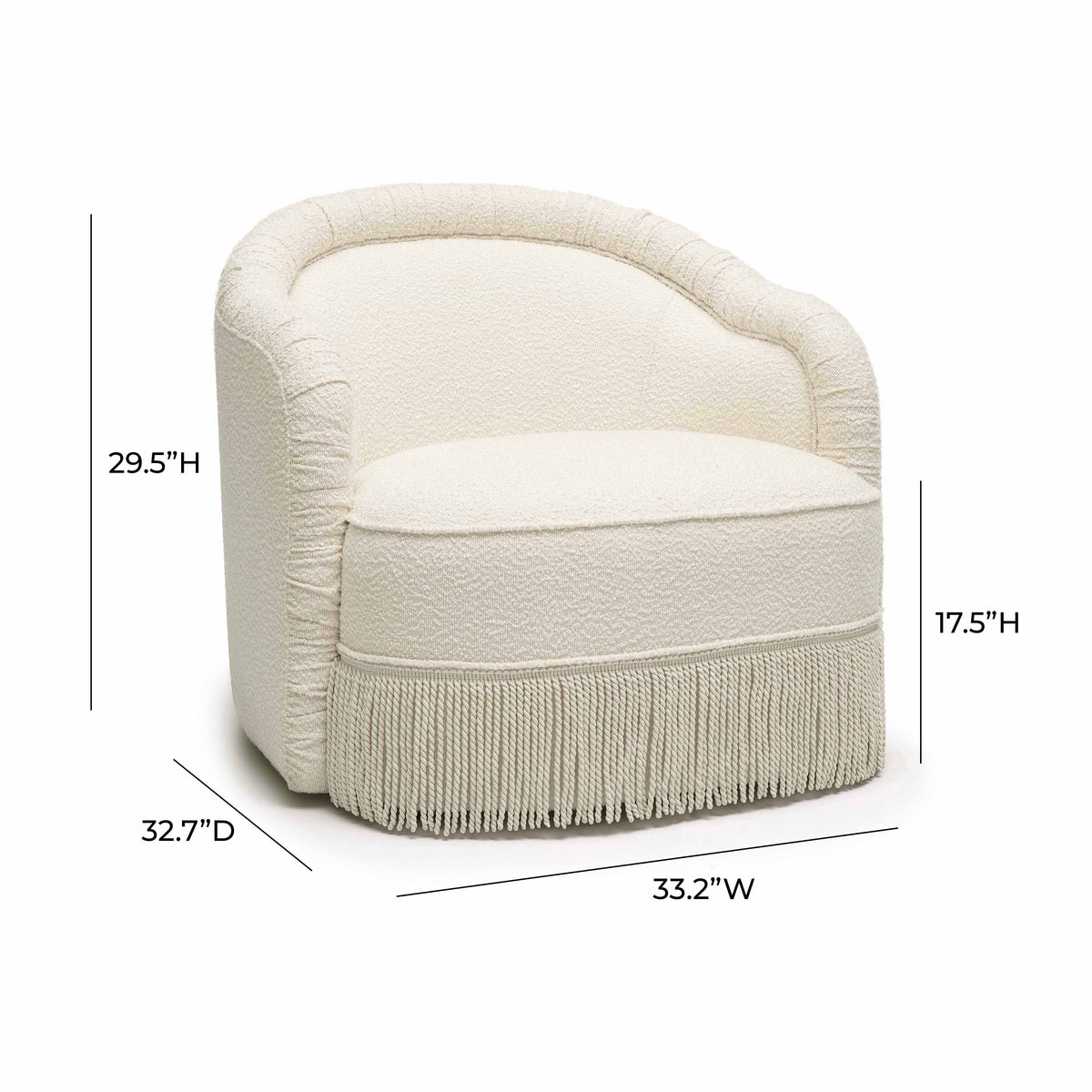 Pamela Tasseled Lounge Accent Chair - Cream - Image 7