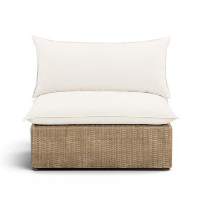 Cali Performance Fabric & Wicker Outdoor Armless Chair - Image 1
