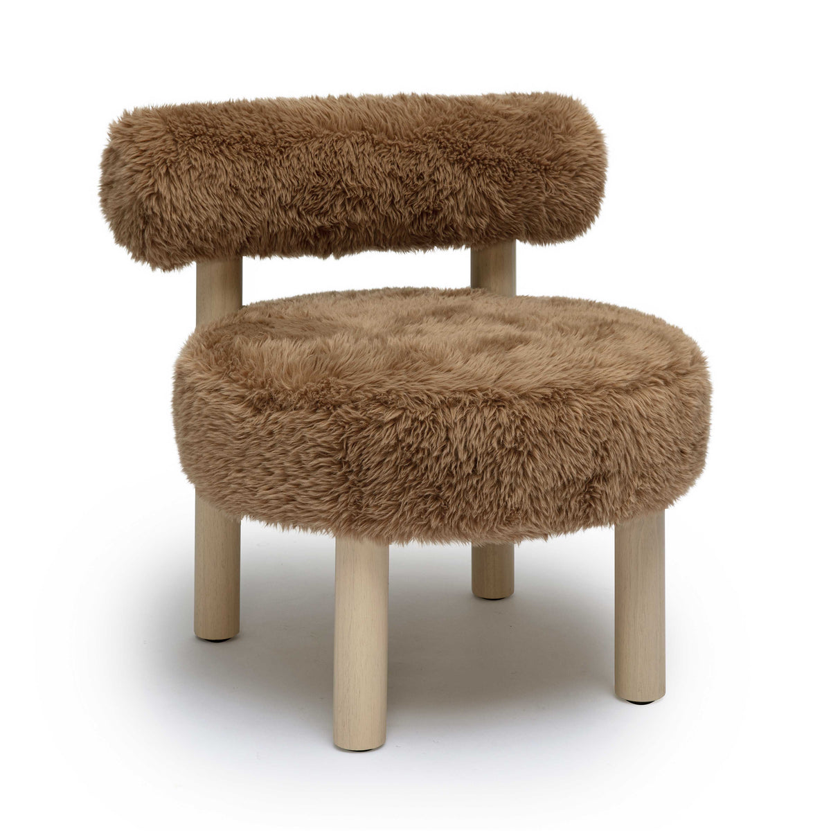 Carmel Contract-Grade Vegan Shearling Accent Chair - Taupe - Image 1