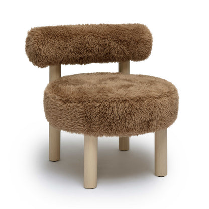 Carmel Contract-Grade Vegan Shearling Accent Chair - Taupe - Image 1
