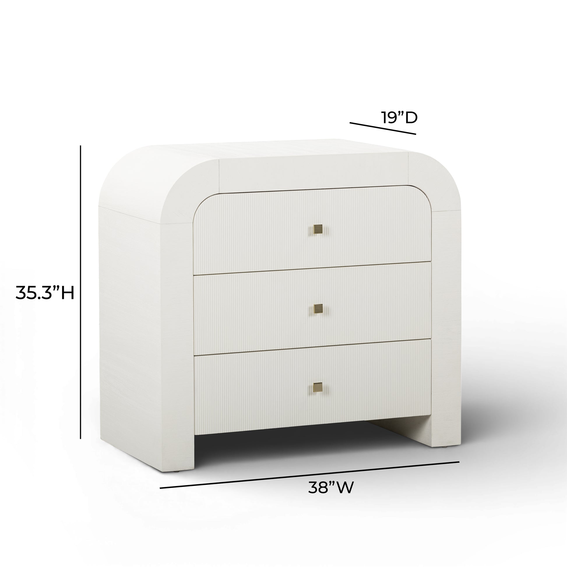Hump 38" Arched 3-Drawer Bedside Chest - White - Image 5