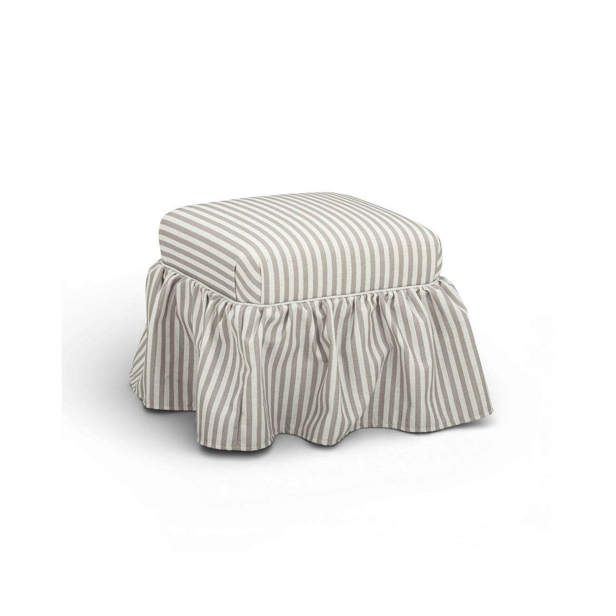 Gertrude Performance Linen Skirted Ottoman - Khaki - Image 1