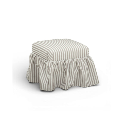 Gertrude Performance Linen Skirted Ottoman - Khaki - Image 2