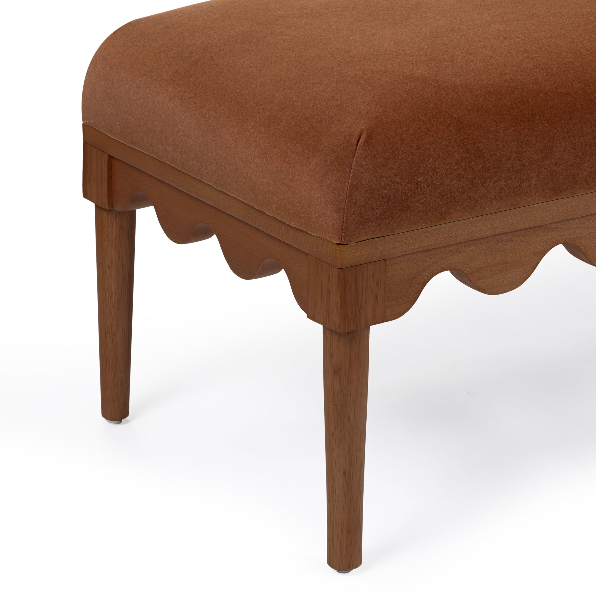 Oodle 56.5" Performance Vegan Mohair Bench - Bronze / Walnut - Image 4