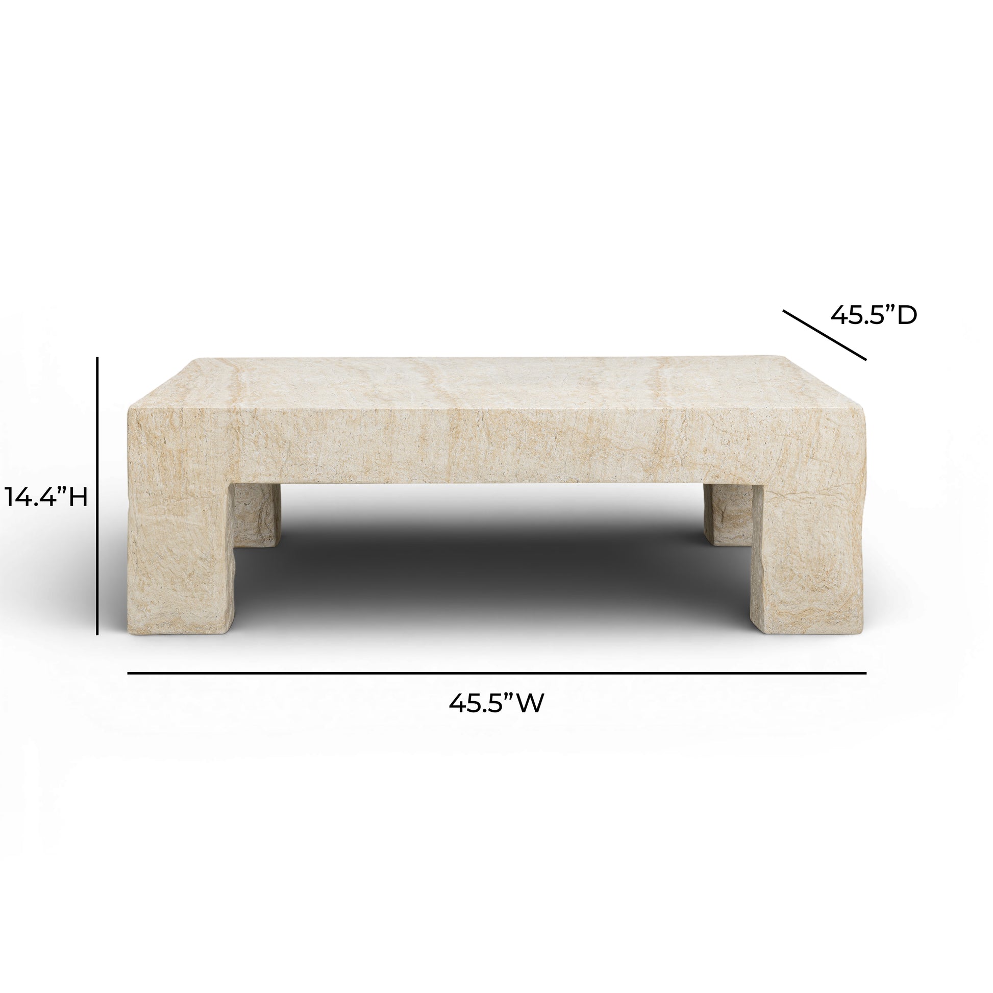 Roxanne 46" Faux Travertine Indoor/Outdoor Concrete Coffee Table - Image 4