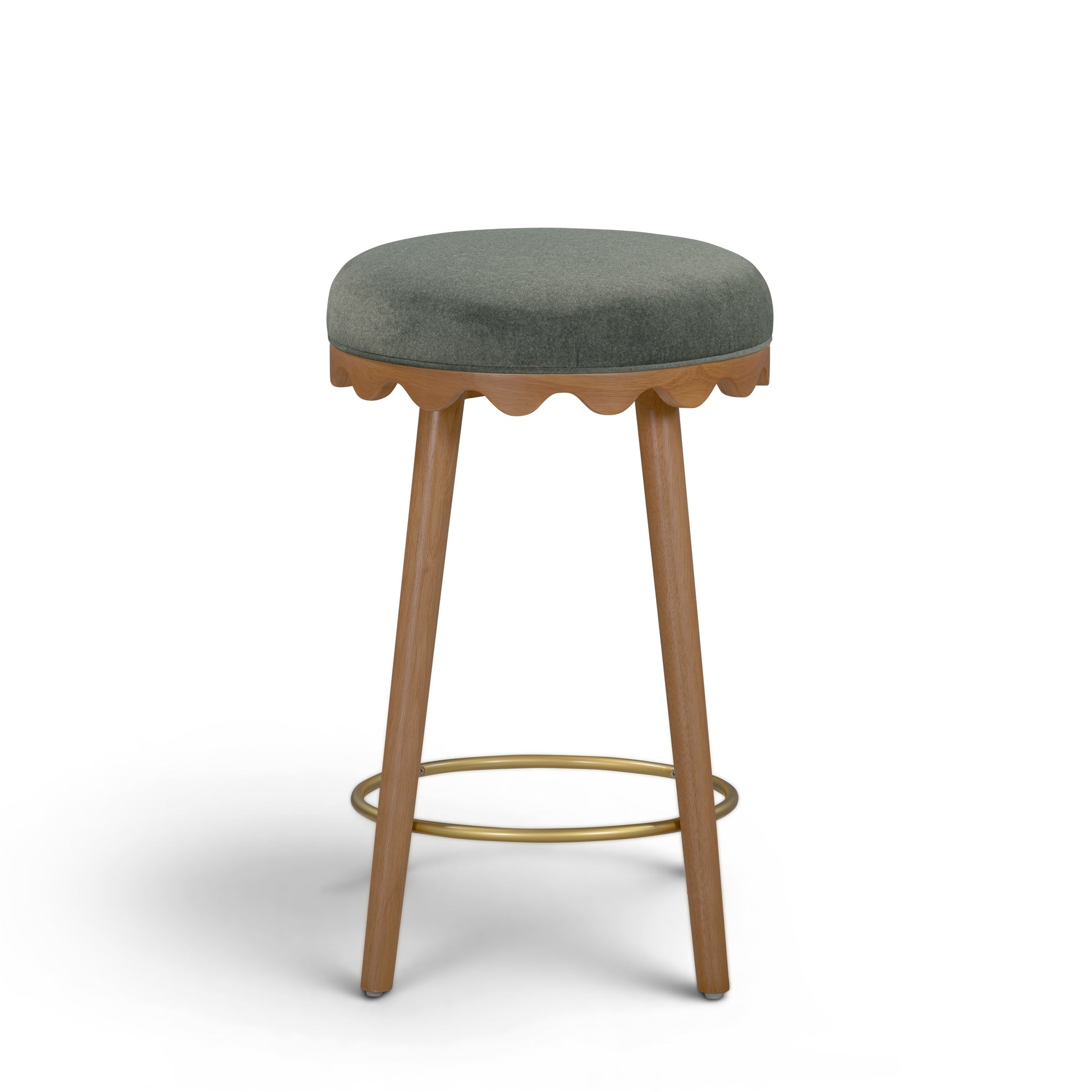 Oodle Green Performance Vegan Mohair Light Walnut Counter Stool - Image 3